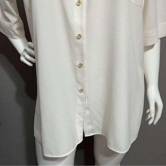 Lafayette 148 Cream 100% Silk Blouse Sz-2X