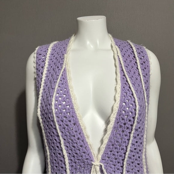 Lavender White Knit Sweater Vest Sz-Small/Medium