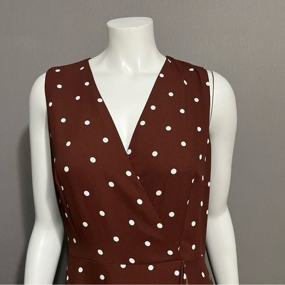 Ann Taylor Brown Polka Dot Midi Dress Sz-8