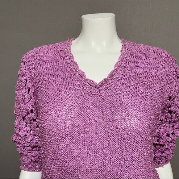 Vintage LeRoy Lavender Crochet Knit Sleeve With Beading Sz-Medium