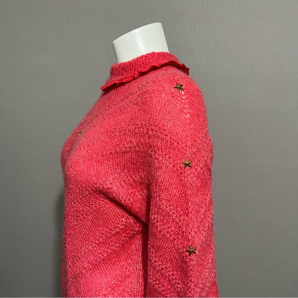 Vintage Pullover Turtleneck Strawberry With Star Embellishment Sweater Sz-Med