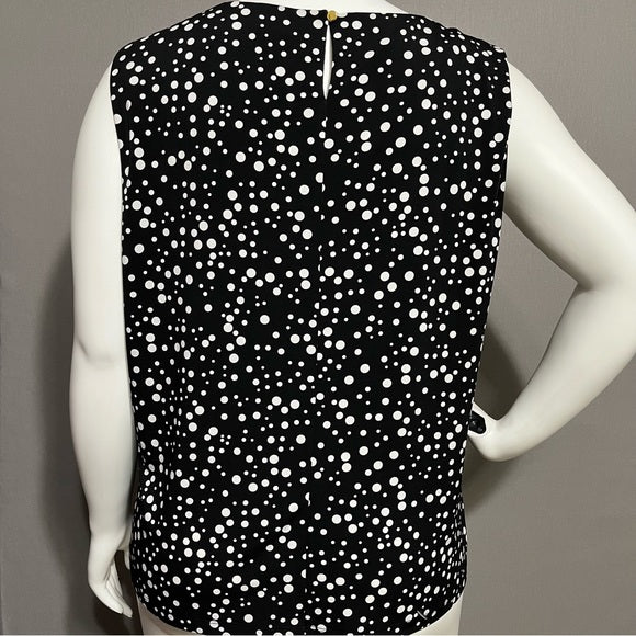 Calvin Klein Black With White Polka Dot Sleeveless Top Sz-3X