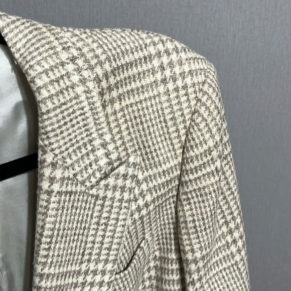 Austin Reed Wool Blend Tan Houndstooth Unisex Blazer Sz-XL