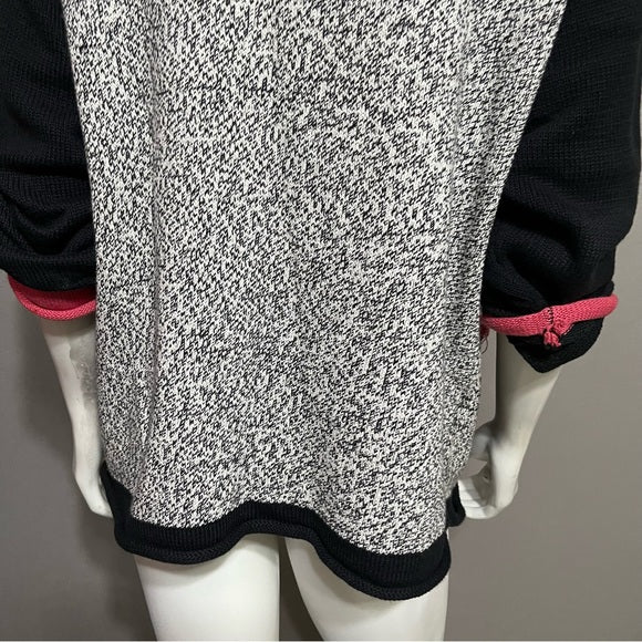 Cotton Country Color Block 100% Cotton Black Pink Cardigan Sz-Large (FLAWED)