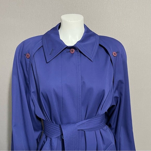 Vintage Sanyo Purple Longline Tie Waist Trench Jacket Sz-10