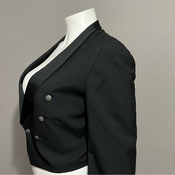 Vintage Black Tuxedo | Waiters Jacket Cropped Double Breasted Blazer Sz-XL