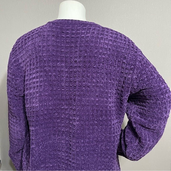 Denim & Co Purple Acrylic Textured Pullover Sweater Sz-2X