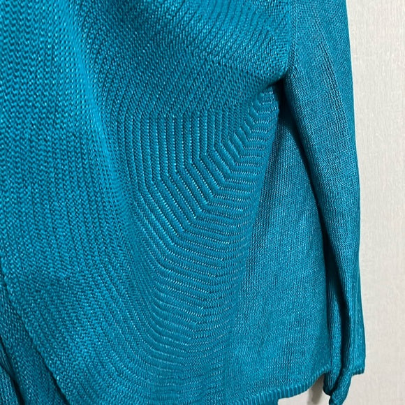 Chico’s Turquoise Open Front Long Sleeve Knit Cardigan Sz-Large