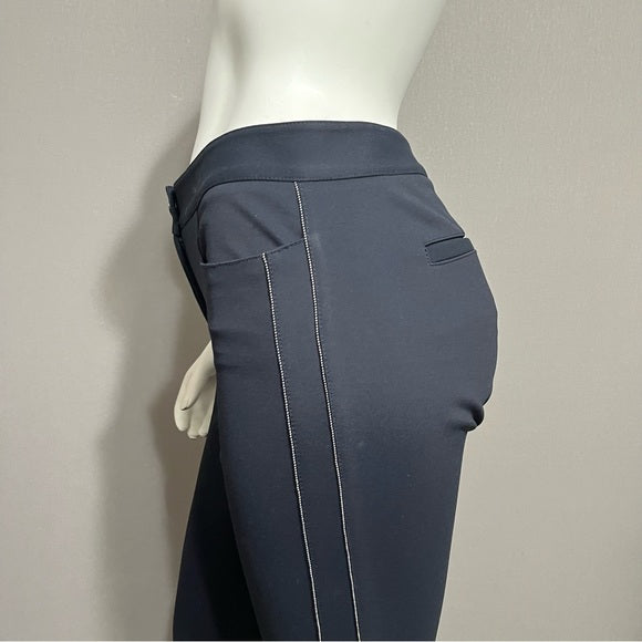 Worth Navy With Silver Beaded Trim Stretch Pants Sz-2