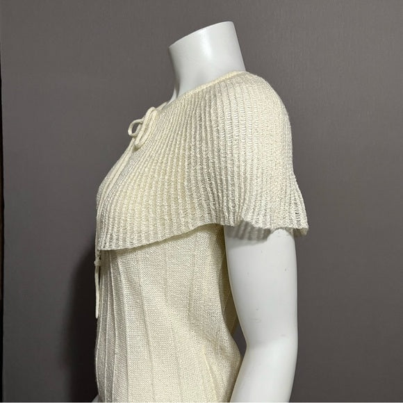 Vintage Joyce Cream Sleeveless Overlay Collar Sz-Small