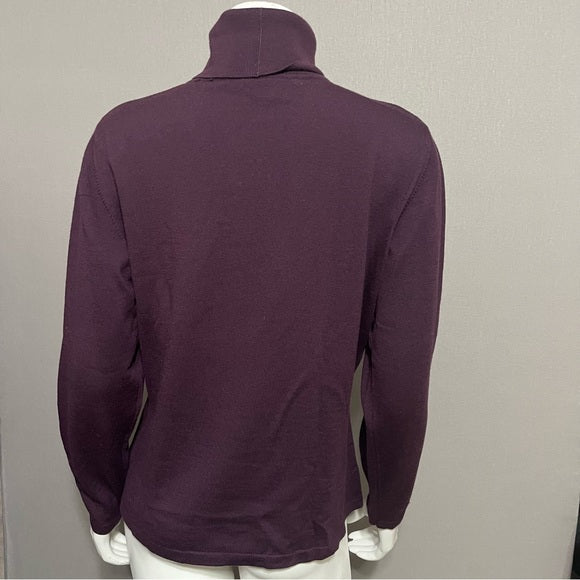 Studio 121 Purple 100% Merino Wool Turtleneck Sweater Sz-Large