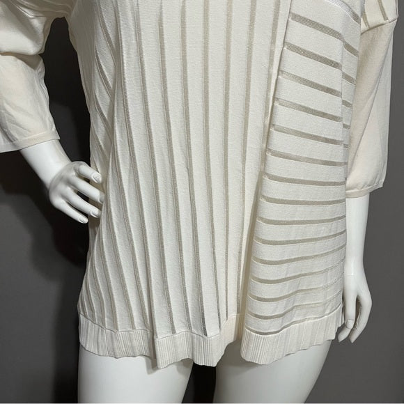 Wynne Layers White Stripe Sweater Sz-XL