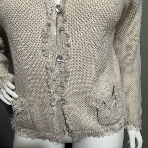 Roz & Ali Cream Textured Cardigan Sz-1X