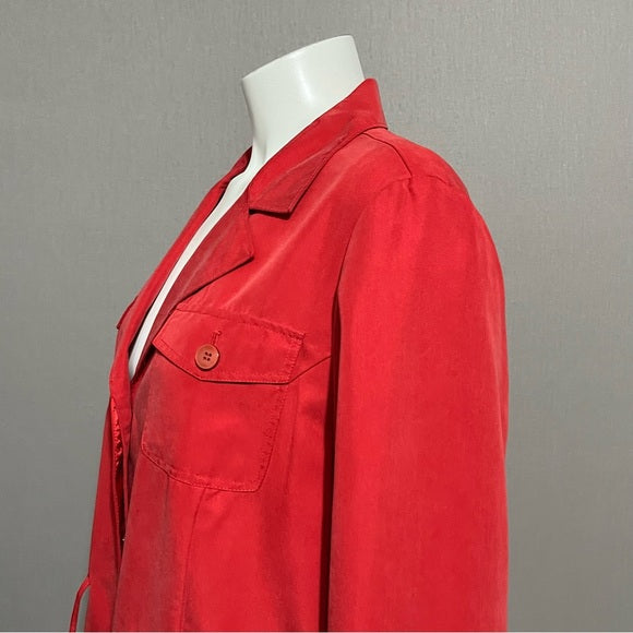 Chico’s Tomato Red Modal Lightweight Rain Safari Jacket Sz-1X