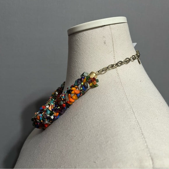 Chico’s Beaded Multicolored Artsy Necklace One Size