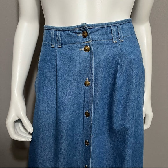 Koret Vintage Denim Button Front Midi Skirt Sz-12