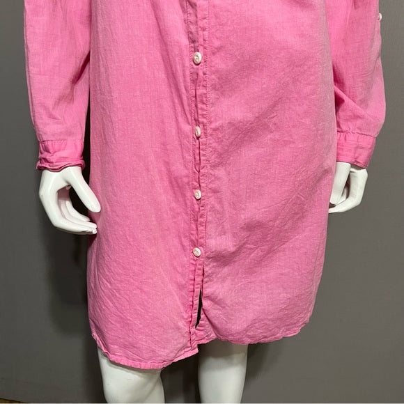 Gilligan & O’Malley Pink 100% Cotton Sleepwear Long Button Front Shirt Sz-XL