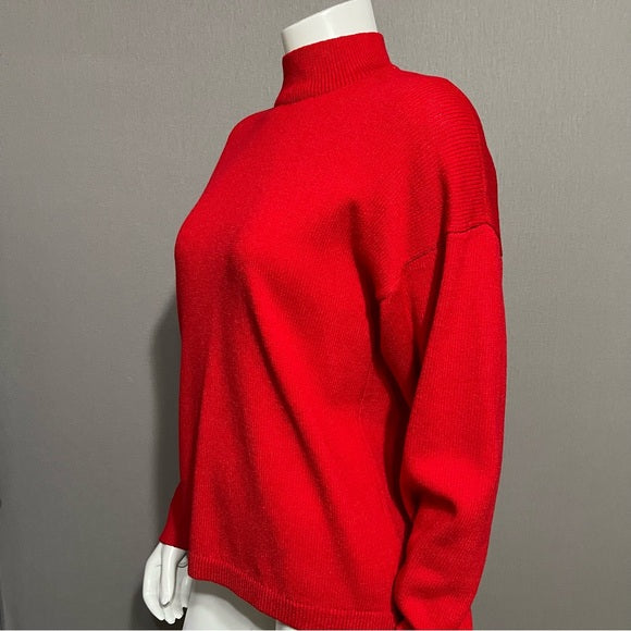 St. John Red Santana Knit Long Sleeve Sweater Sz-Medium