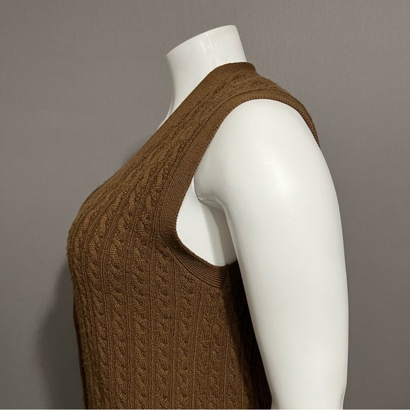 J.H. Collectibles 100% Wool Brown Cable Knit Sleeveless Vest Sz-1X