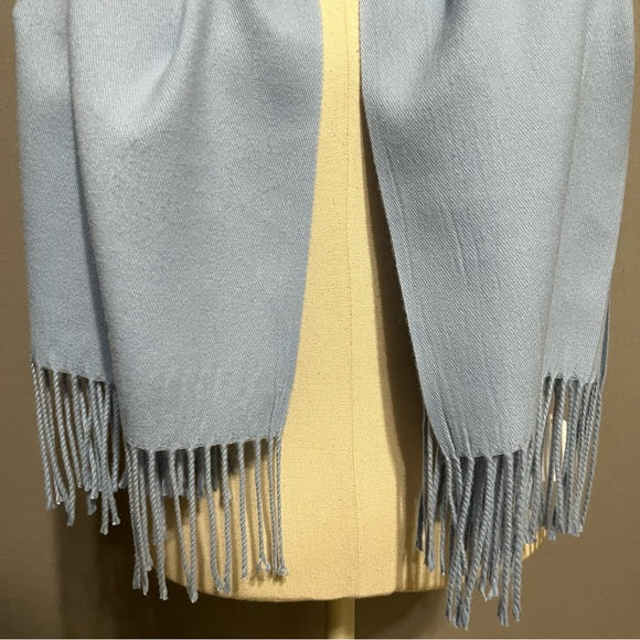 Light Blue Soft Scarf With Fringe