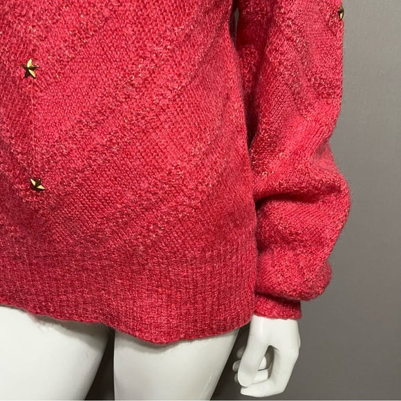 Vintage Pullover Turtleneck Strawberry With Star Embellishment Sweater Sz-Med