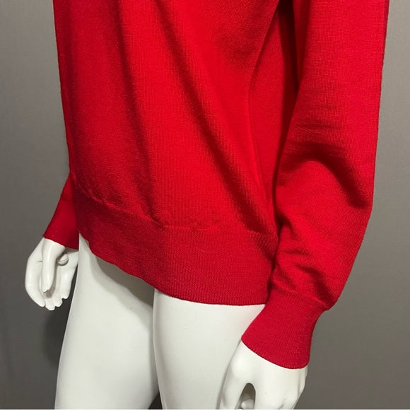 Country Shop Cherry Red 100% Pure Wool Turtleneck (Italy) Sweater Sz-Medium