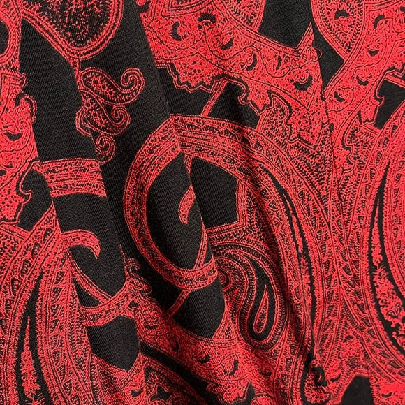 Geoffrey Alexander Red Paisley With Tie Rayon Pleated Midi Skirt Sz-16