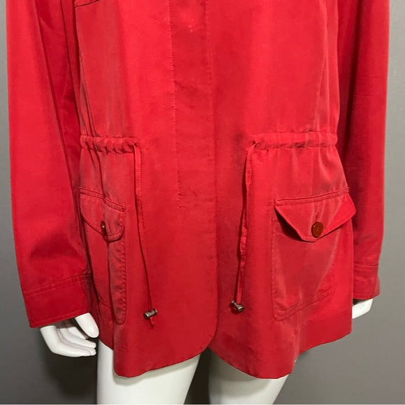 Chico’s Tomato Red Modal Lightweight Rain Safari Jacket Sz-1X