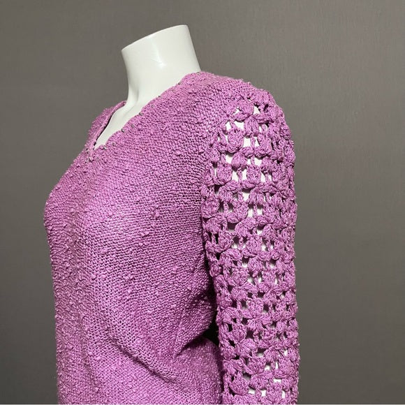 Vintage LeRoy Lavender Crochet Knit Sleeve With Beading Sz-Medium