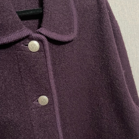 Talbots 100% Wool Unlined Purple Coat Sz-Medium