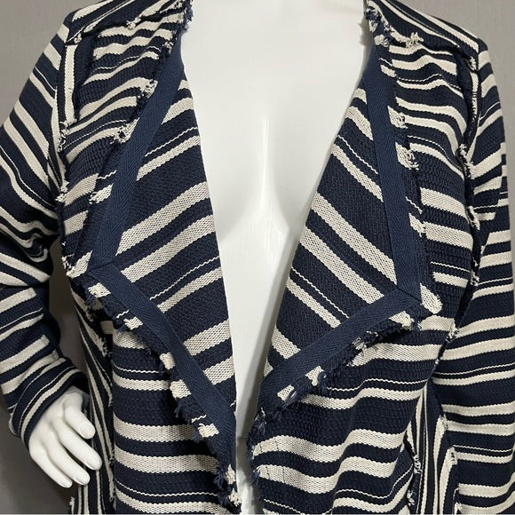 Lane Bryant Blue | Cream Striped Cotton Blazer Sz-20