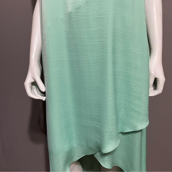 BCBG Mint Green Bronze Beaded Flowy Sleeveless Dress Sz-Large