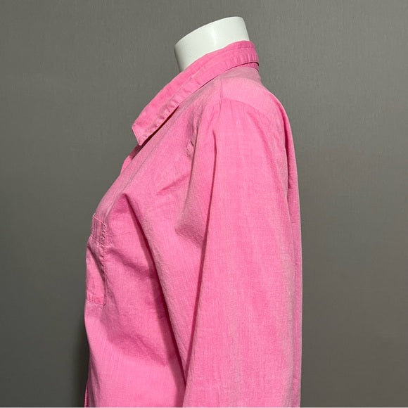 Gilligan & O’Malley Pink 100% Cotton Sleepwear Long Button Front Shirt Sz-XL