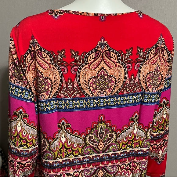 Laundry by Shelli Segal Multicolored Paisley Knit Tunic Dress Sz-14