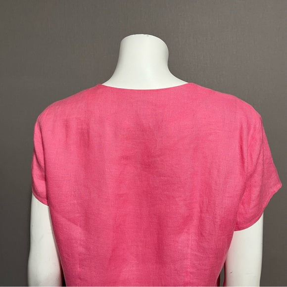 Talbots Irish Linen Pink 100% Linen Short Sleeve Shirt Sz-14