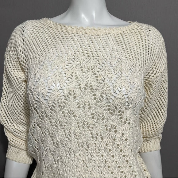 Vintage It’s Pure Gould Cream Knit Sweater Sz-Small