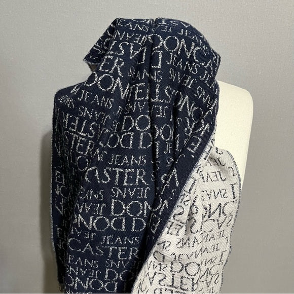 Doncaster 100% Virgin Wool Navy | Taupe Logo Scarf