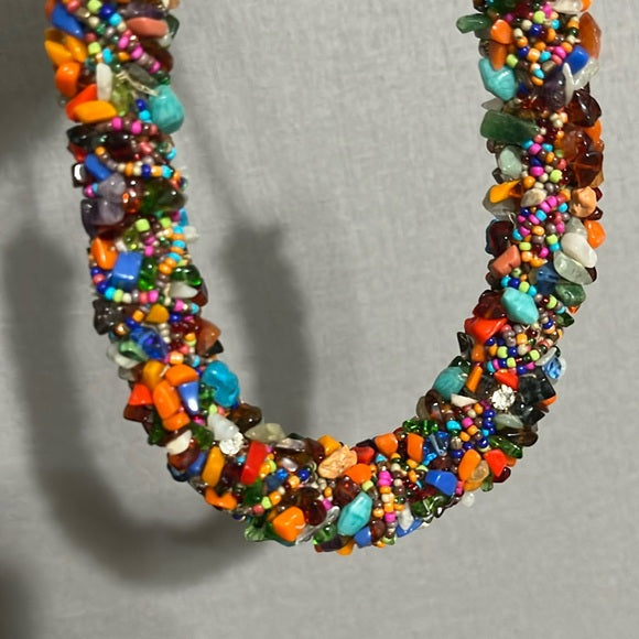 Chico’s Beaded Multicolored Artsy Necklace One Size