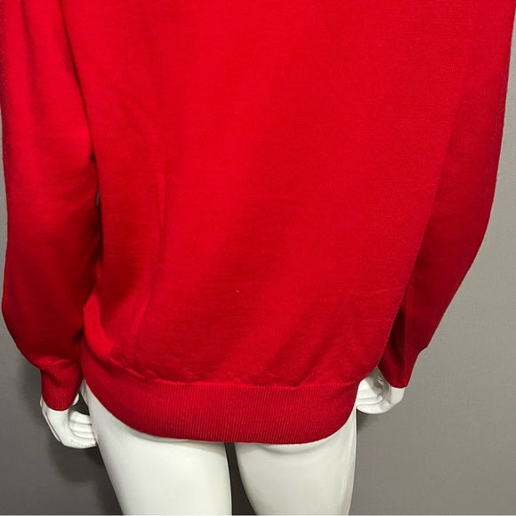 Country Shop Cherry Red 100% Pure Wool Turtleneck (Italy) Sweater Sz-Medium