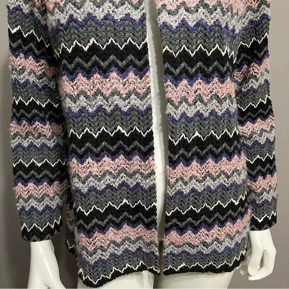 Vintage Lady Blair Pink/Gray/Black Zig Zag Cardigan Sz-Medium