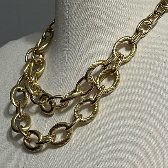 Talbots Gold Double Chain Necklace One Size