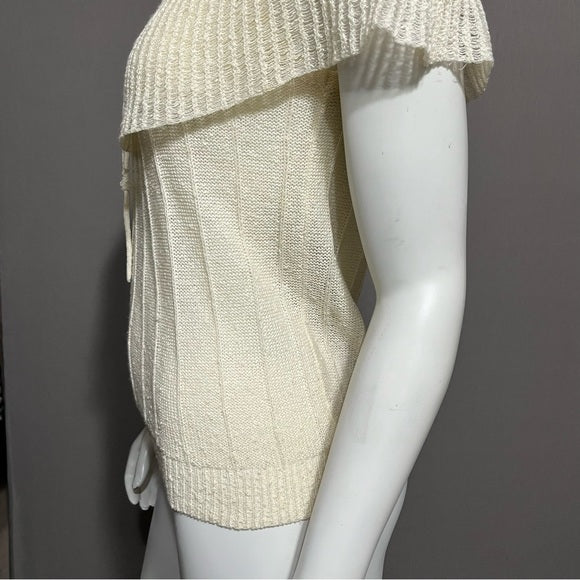 Vintage Joyce Cream Sleeveless Overlay Collar Sz-Small