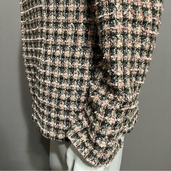 Studio 1 Plaid Tweed Pink & Black Open Blazer Sz-8