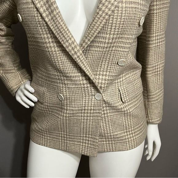 Austin Reed Wool Blend Tan Houndstooth Unisex Blazer Sz-XL