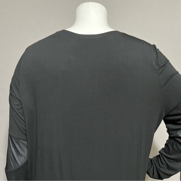 Allure Black Long Mesh Sleeve Athletic Knit Tops Sz-2X