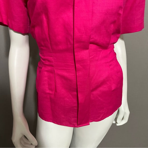 Mark Shale Linen Cotton Button Peplum Style Front Shirt Sz-10