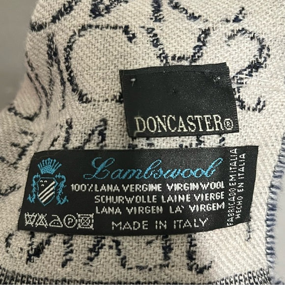 Doncaster 100% Virgin Wool Navy | Taupe Logo Scarf