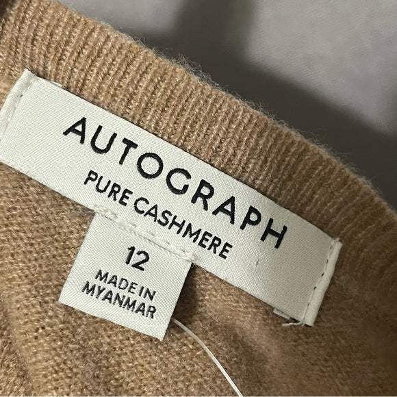 Autograph Camel 100% Cashmere Crewneck Sweater Sz-12