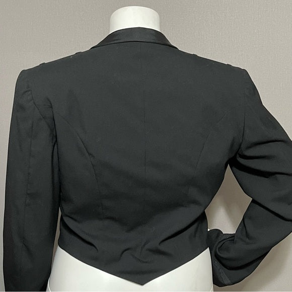 Vintage Black Tuxedo | Waiters Jacket Cropped Double Breasted Blazer Sz-XL