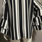 Alfani Stripe Blouse Black | Taupe Ruffle Sleeve Top Sz-3X